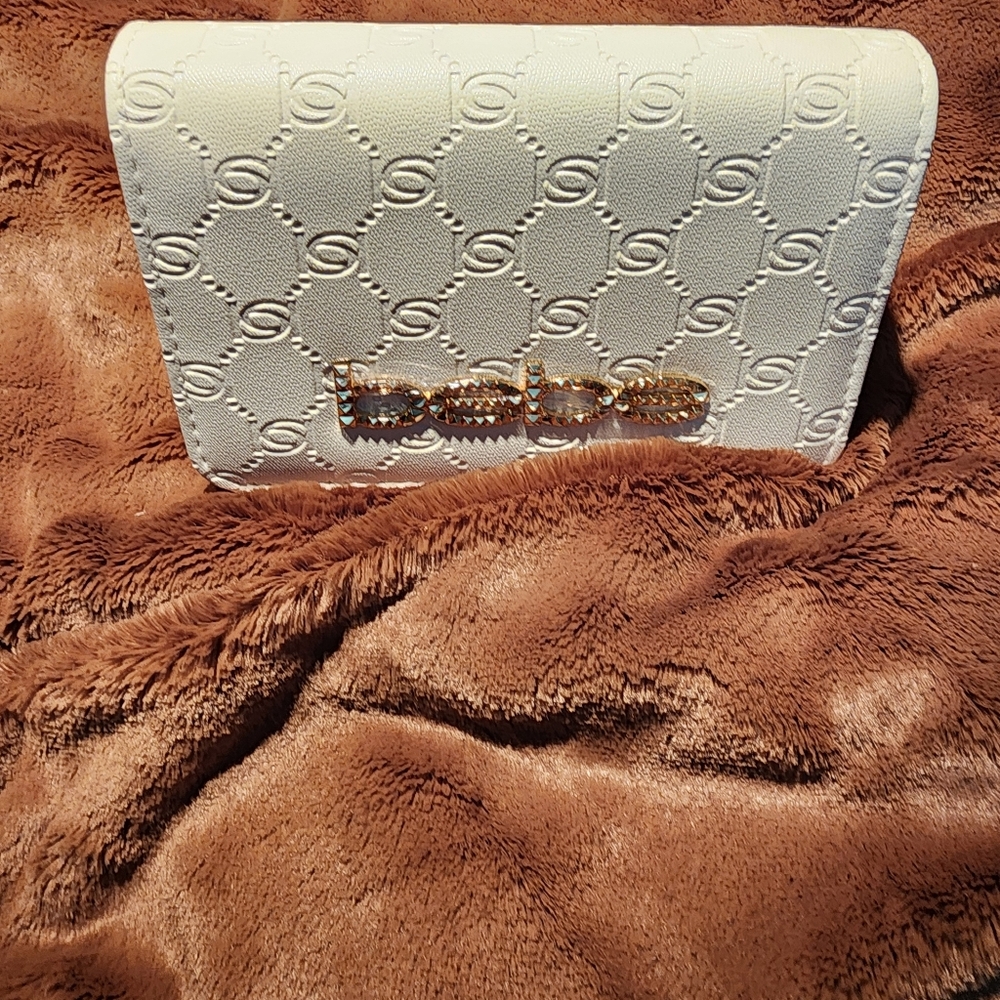 Bebe White Embossed Leather Wallet 122